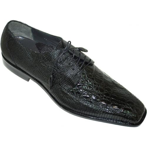 Romano "Odie-X" Black Genuine Crocodile/Lizard Shoes